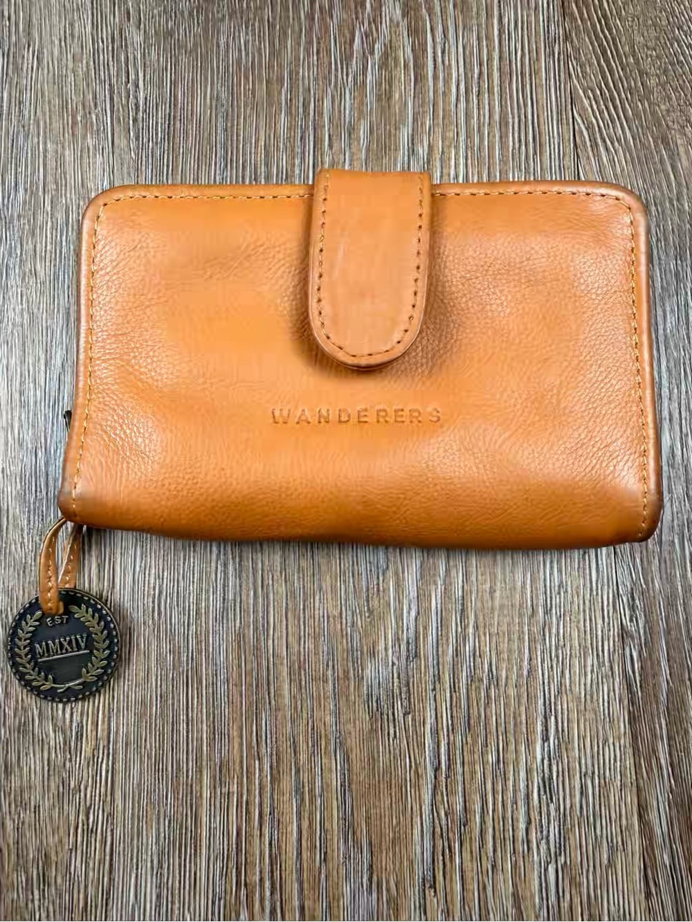 Wanderers Travel Co Torcello Tan Leather Bifold Wallet Zip Around Snap Clutch